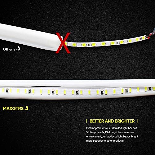 MaxgTrs 2pcs de 11 polegadas Ultrafine LED Tirada Tubo de tira flexível à prova d'água diurna Branco branco adequado para