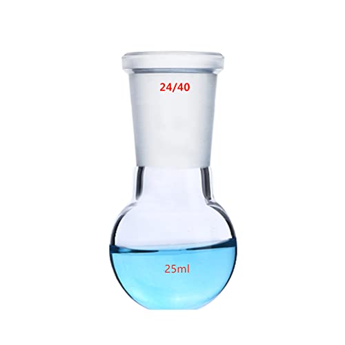 Deschem 25ml, 24/40, pescoço único, frasco de vidro de fundo plano, um pescoço, garrafa de boling de laboratório