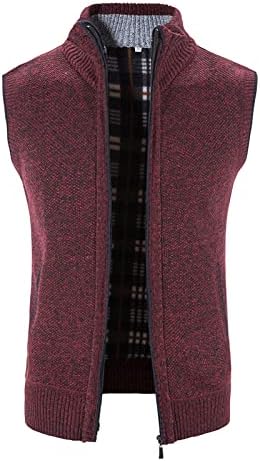 Cardigan de suéter sem mangas xxbr para homens, outono com zíper de inverno stand stand colar colar de retalhos