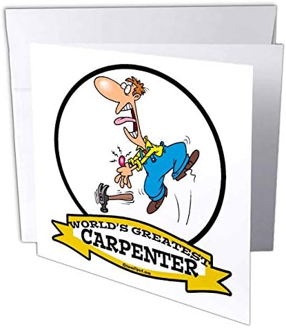 Cartões de felicitações 3drose, 6 x 6 polegadas, pacote de 12, Worlds Greatest Carpenter II Ocupação Cartoon