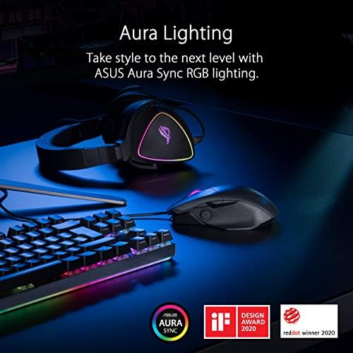 Mouse de jogos ópticos Asus - Rog Chakram Core | Mouse de jogos com fio | Joystick programável, sensor de 16000 dpi, design