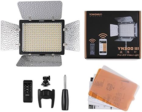 Yongnuo YN300III YN-300 III Câmera LED Luz de vídeo, lâmpada de painel de fotografia contínua com temperatura de cor ajustável 3200K-5500K, bateria NPF e carregador para VLog YouTube
