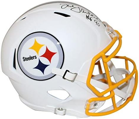 Jack Lambert autografou o Pittsburgh Steelers f/s capacete branco plano Hof JSA 28216 - Capacetes NFL autografados