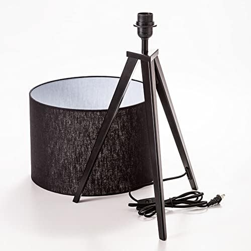 Vandue Home Modern Home Black Metal Diretor de Tripé Lvicutão com tonalidade de juta - Meio do século Modern Contemporary Nightstand Light - Luz de quarto de 3 pernas/luminária da sala de estar