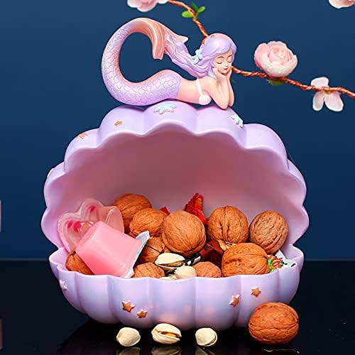 YAYONG Mermaid Resina estátua sereia sereia figurina Chave Organizador de armazenamento Candy Bowl Snack de porca