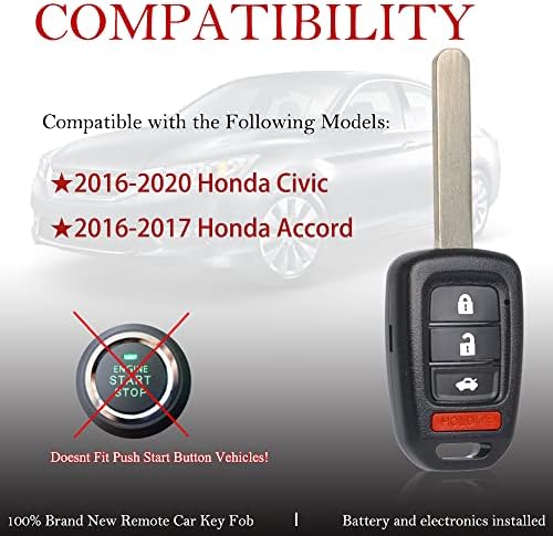 Chave FOB Remote Substacement Fits para Honda Civic 2017 2018 2019 2020/Accord -2017 MLBHLIK6-1TA CONTROLE DE ENTRADA REMOTA