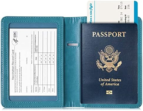 B Bozhuorui Passport e CDC Vaccine Card Titular Combo, Premium PUL Leather RFID Bloqueando o portador de passaporte Caso para homens