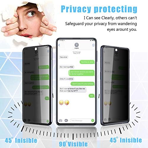 ANBZSIGN [2 pacote] Protetor de lente da câmera e [2 pacote] Protetor de tela de privacidade para Samsung Galaxy S20 Fe / S20 Fe 5g / S20 Lite, [cobertura completa] Vidro de dureza anti-spy 9H