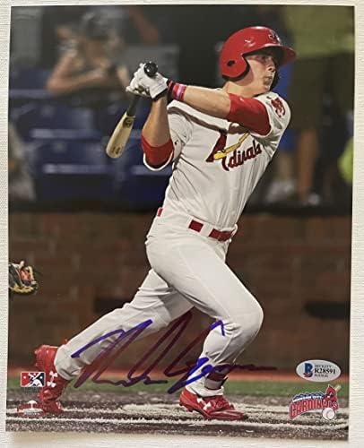 Nolan Gorman assinou autografado brilhante 8x10 foto St. Louis Cardinals - Beckett Bas autenticado