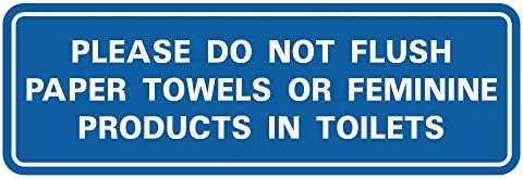 Por favor, não lave toalhas de papel ou produtos femininos nos banheiros porta/parede - prata - pequena