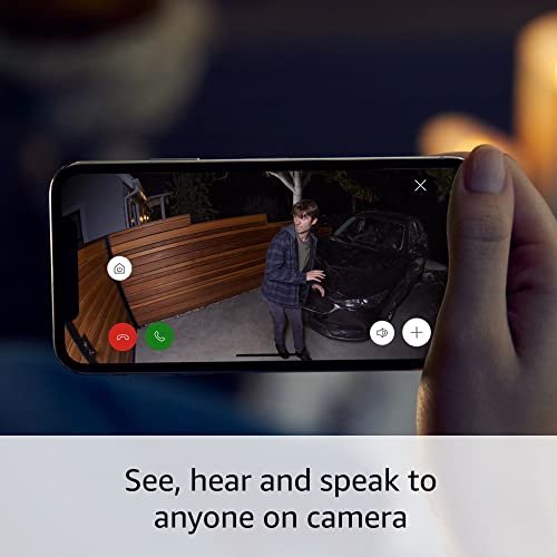 Anel Spotlight Cam Plus, com fio | Conversa de mão dupla, visão noturna colorida e sirene de segurança - preto