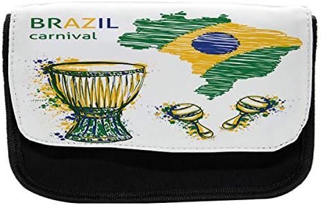 Caixa de lápis de festa brasileira lunarável, esboço de tambores macaras, bolsa de lápis de caneta com zíper duplo, 8,5
