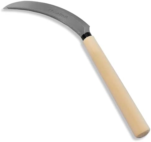 Kakuri Creating Feelle Sarrated Blade Garden Tool, Bonsai Fickle para Repotting, Kama Weeder Sickle, aço inoxidável