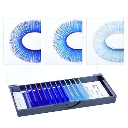 Extensões de cílios coloridos fãs fãs fãs de 14 mm ombre azul c curl fáceis fanning 0,07 mm gradiente de sombra self