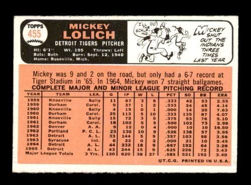 455 Mickey Lolich - 1966 Topps Baseball Cards classificados NM - Baseball Slabbed Autographed Vintage Cards