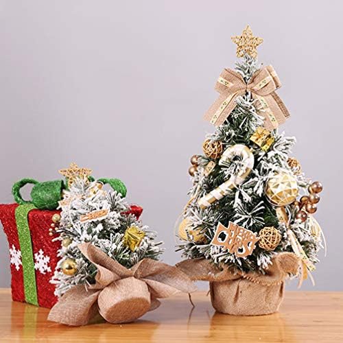 AMOSFUN 30cm Mini árvores de Natal Treinas de mesa de mesa de mesa de mesa de pinho artificial Pequena estatueta decorativa de