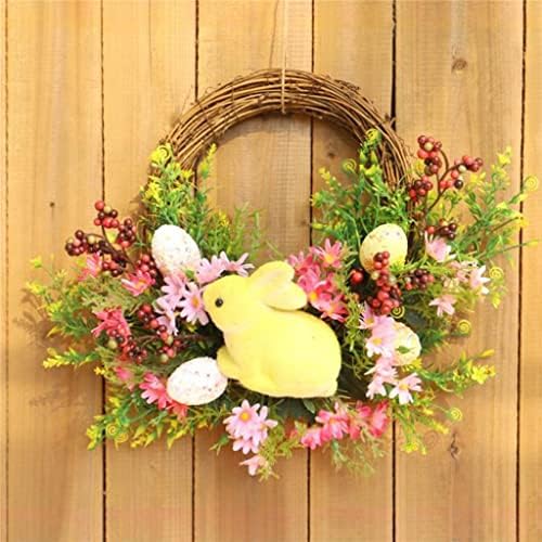 Eyhlkm 40cm Easter Greath com ovos coloridos Bunny Wall Janela pendurada Garland de vegetação da mola para decoração da porta da frente de férias