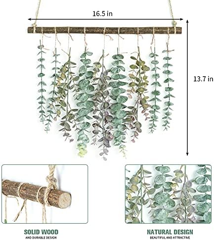 Ecalipto artificial vegetação pendurada Decoração de parede Artificial Eucalyptus Vines Plantas suspensas de parede com madeira