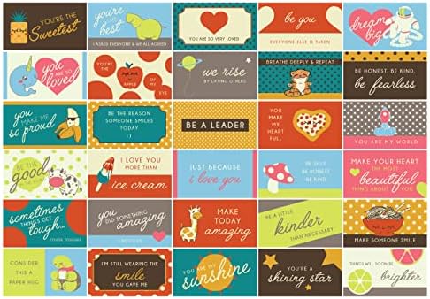 GSM Brands Lunch Box Notes for Kids - 60 pacote - cartões motivacionais para colocar amor e piadas nas sacolas de lancheiras do seu filho - 30 designs diferentes