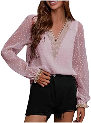 Camisas de férias nokmopo para mulheres moda lapela de manga longa blusa de cor sólida camisa de malha básica t mis camisas