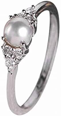 Anéis de dedo conjunto feminino diamante pérola incrustada anel elegante anel de noivado de anéis