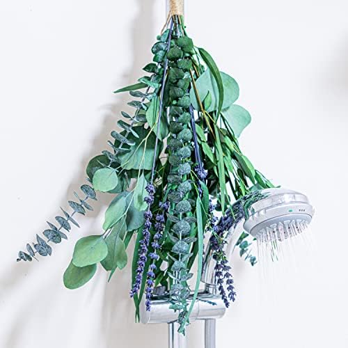 4 Tipos preservados Eucalipto caules e feixes de flores de lavanda para chuveiro | 17 '' Real Eucalyptus folha decoração
