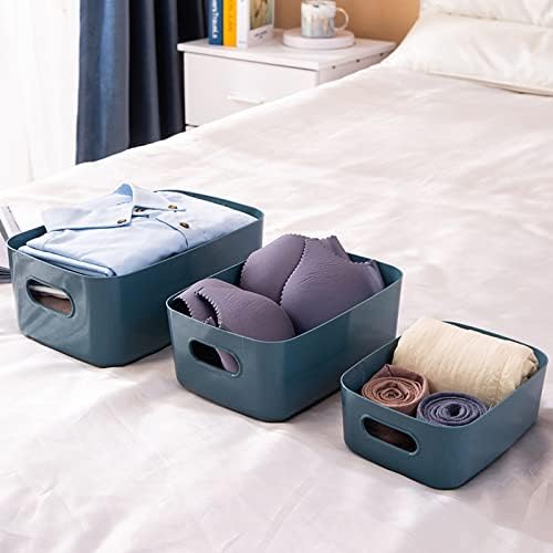Pacote Teerfu de 3 cestas de armazenamento de plástico com alça - caixa de armazenamento de organizações de cozinha retangular