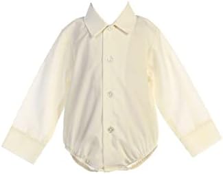 Botão de menino Onesie para cima - Onesie formal do recém -nascido branco - Camisa Blanca Bebe - Mossa de colarinho bebê menino menino