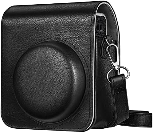 Caso de proteção para fintie para fujifilm Instax Mini 40 Câmera instantânea - capa de couro vegano premium com alça ajustável removível, preto vintage