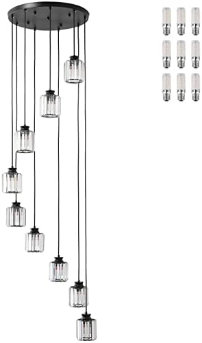 Lustre de cristal moderno de 9 luzes Vivihobb grande lustre de lustre de algema de chapéu de chuva grande luminária