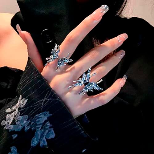 Anéis de laye avançados líquidos de borboleta aberta anel feminino de estudante moda de personalidade legal indicador de dedo anéis de anel de dedo