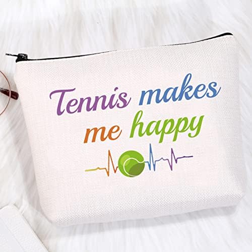 Presentes de tênis para tênis de tênis de tênis cmnim para tenista de bola de cosméticos para os amantes de tênis tênis me faz feliz bolsa de viagem