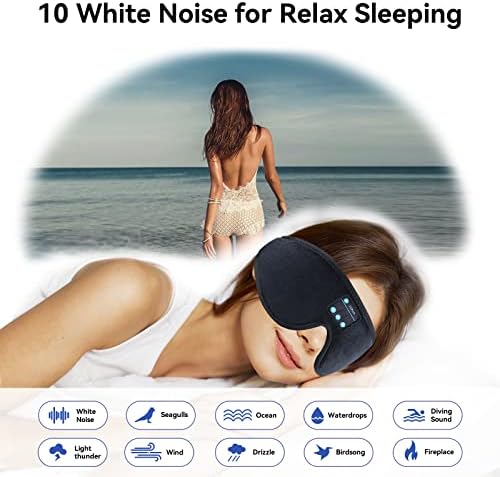 3 em 1 fones de ouvido sono máscara de sono e máquina de ruído branco para dormir, música sem fio 3D Wireless Sleeping Fones