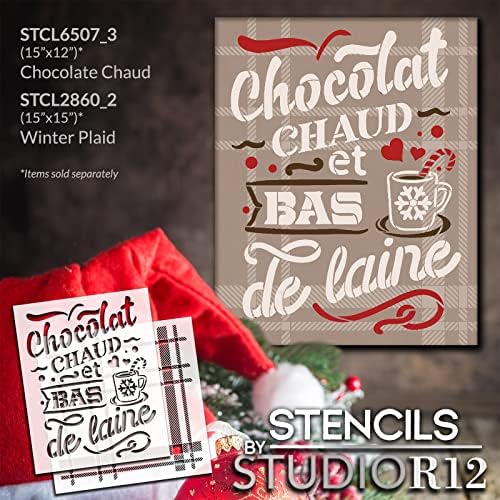 Chocolat Chaud et Bas de Laine Estêncil com caneca por Studior12 - Selecione Tamanho - EUA Made - Craft DIY Christmas Living