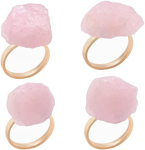 Ringos de guardanapo de cristal malimali conjunto de 4, guardas dourados rosa para guardana