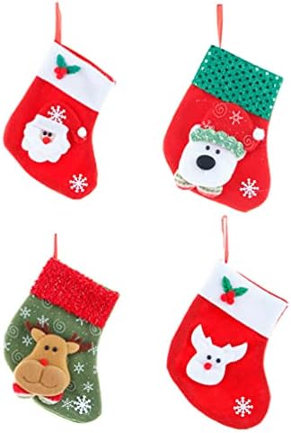 Pretyzoom Chrismas Decor 4pcs Christmas Mini meias de doces Candy Bolsa Titular Titulares Bolsas de talheres Bolsa de utensílios de utensílios para decoração de árvore de árvores Decoração de mão Decoração de mão
