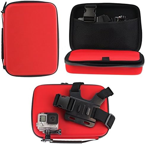 Navitech Red Shock Proof Action Câmera/capa compatível com a câmera de ação à prova d'água Soocoo 12MP Full HD 1080p