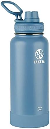 Takeya Actives Isolleless Stainless Aço Garrafa de água com tampa de bico, 32 onças, Bluestone