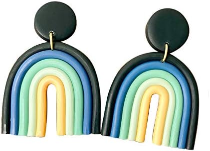 Brincos de gotas de arco -íris coloridas Brincos de garanhão macaron argila de cerâmica u forma feita artesanal lindas cores de doces boho para mulheres jóias boêmios