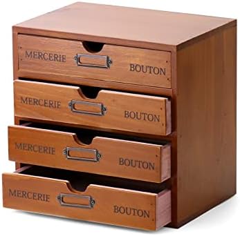 QWORK HOME OFFICE Organizador da mesa, caixa de armazenamento de madeira vintage com 4 gavetas de armazenamento, organizador