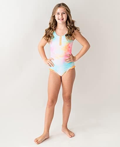 RuffleButts Tween Girls One Piece Swimsuit com UPF 50+ Proteção solar