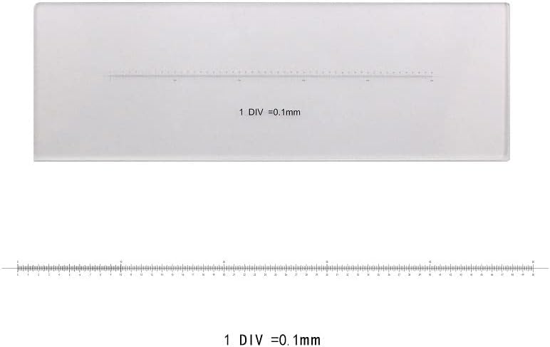 Acessórios SIGOEC Smicroscope para adultos Div 0,1 mm de calibração Comprimento da lâmina de deslizamento 50 mm Micrômetro de