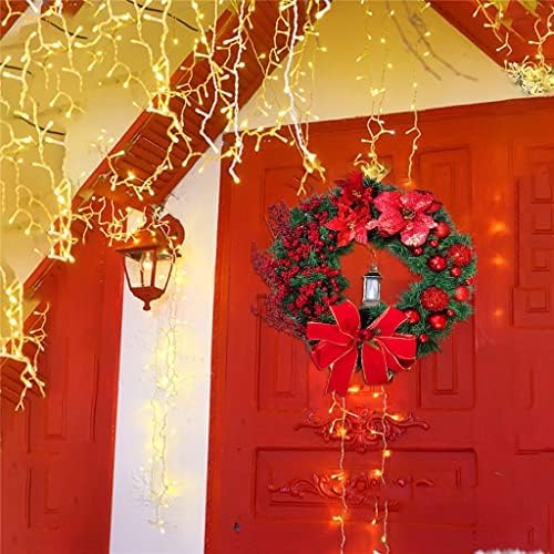 Zhyh Red Christmas Wreath Champagne Gold Christmas Wreath Wailla Porta de parede Decorações