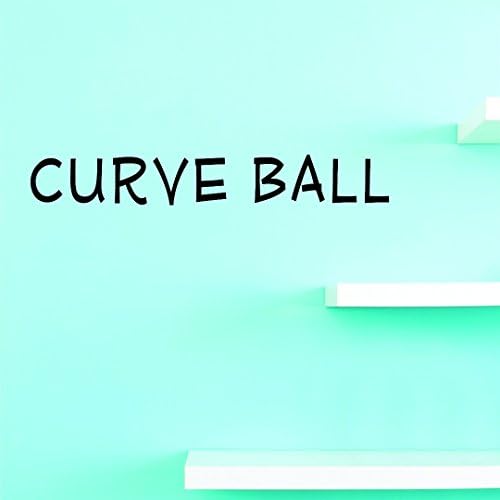 Curve Ball Baseball Sports Citação SIGN Garota menina Vinil Decalque de parede de caça, quarto - 22 cores Disponível Tamanho: 6 polegadas x 20 polegadas