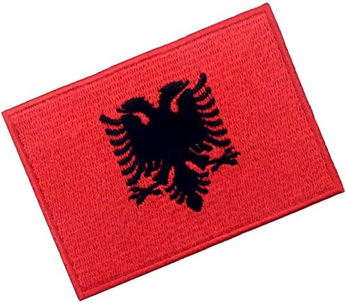 Embtao Albânia Bandeira Bordeira Bordada Moral Nacional Apliques Ferro Em Sew On Albanian Emblem