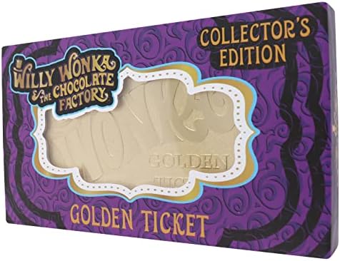 Fanattik Official Willy Wonka Golden Ticket Limited Edition - 1: 1 Réplica em escala Willy Wonka Collectible - apenas 5000 Worldwide - Willy Wonka Gifts