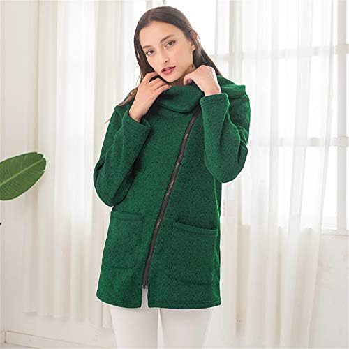 Andongnywell feminino zíper para cima Plus Cashmere Jacket Casaco Externos de roupas altas lados do pescoço Zip Outwears