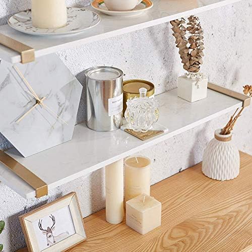 PIBM Stylish Simplicity Sheld Wall Montado com prateleiras flutuantes da estante de estante de mármore artificial Textura clara