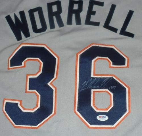 Tim Worrell assinou o jogo Auto'd San Diego Padres usou Jersey PSA/DNA COA GIANTS - MLB Autographed Game usado Jerseys