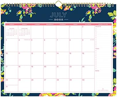 Designer do Blue Sky Day para 2023-2024 Ano Acadêmico Monthly Wall Calendar, 15 'x 12', Wirebound, Seção de Notas, Marinha Peyton